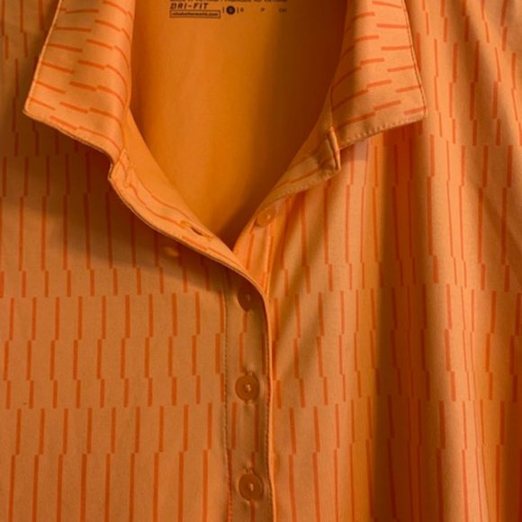 Nike Golf Women's Size S Polo 5 Button Short Sleeve Orange Stripe Shirt - Picture 4 of 5